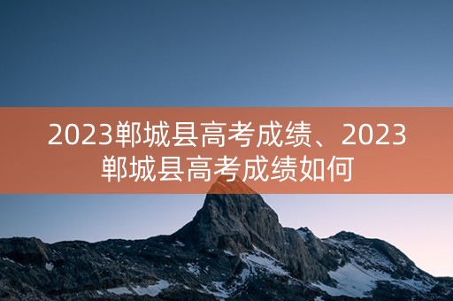 2023郸城县高考成绩、2023郸城县高考成绩如何