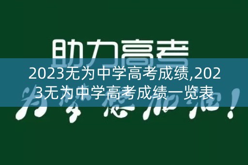 2023无为中学高考成绩,2023无为中学高考成绩一览表