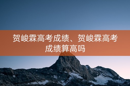 贺峻霖高考成绩、贺峻霖高考成绩算高吗