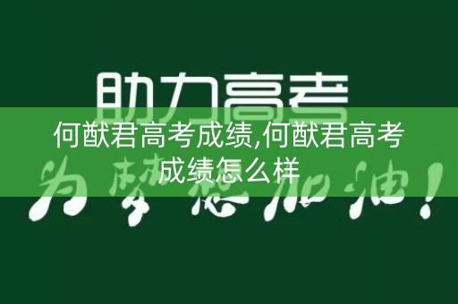 何猷君高考成绩,何猷君高考成绩怎么样