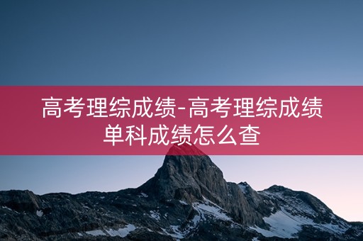 高考理综成绩-高考理综成绩单科成绩怎么查