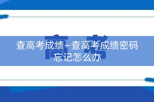 查高考成绩—查高考成绩密码忘记怎么办