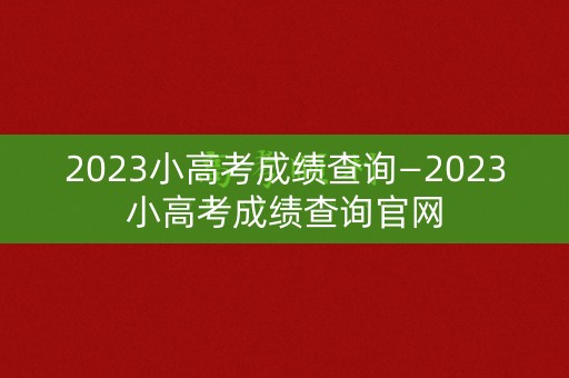 2023小高考成绩查询—2023小高考成绩查询官网