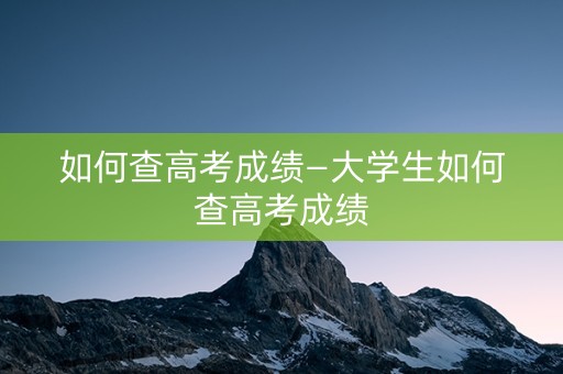 如何查高考成绩—大学生如何查高考成绩