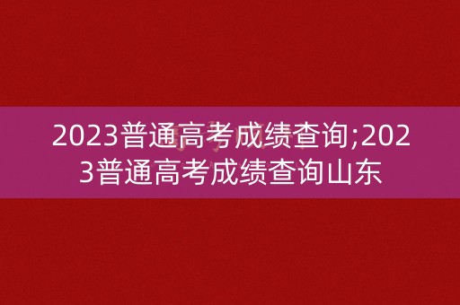 2023普通高考成绩查询;2023普通高考成绩查询山东