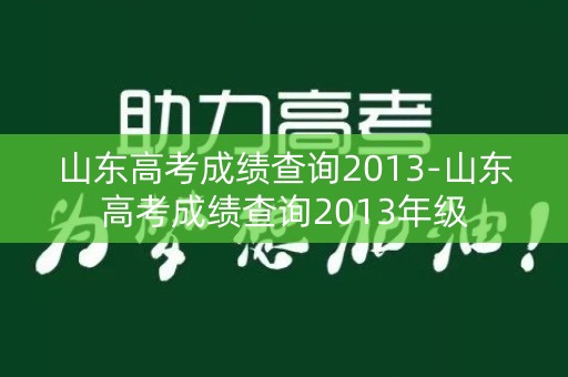 山东高考成绩查询2013-山东高考成绩查询2013年级