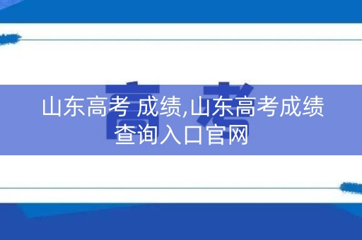 山东高考 成绩,山东高考成绩查询入口官网