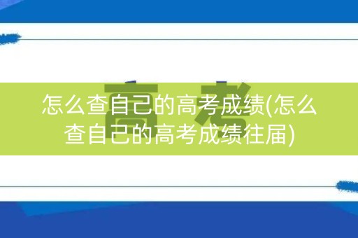 怎么查自己的高考成绩(怎么查自己的高考成绩往届)