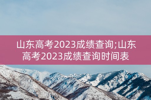 山东高考2023成绩查询;山东高考2023成绩查询时间表