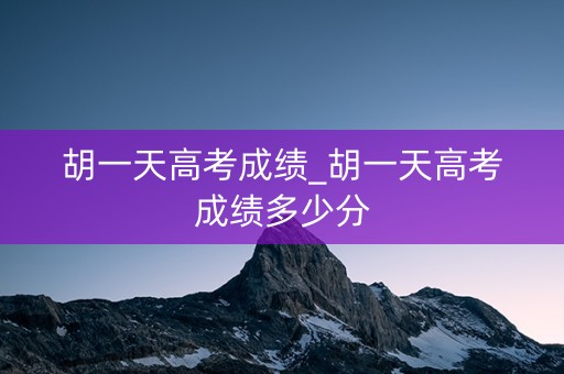 胡一天高考成绩_胡一天高考成绩多少分