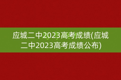 应城二中2023高考成绩(应城二中2023高考成绩公布)