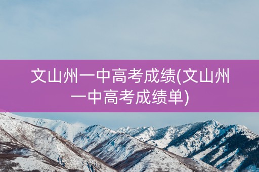 文山州一中高考成绩(文山州一中高考成绩单)