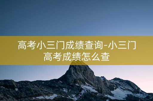 高考小三门成绩查询-小三门高考成绩怎么查