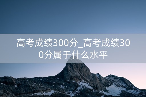 高考成绩300分_高考成绩300分属于什么水平