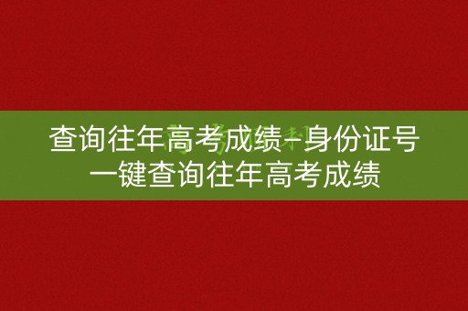 查询往年高考成绩—身份证号一键查询往年高考成绩
