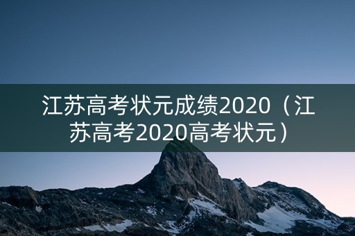 江苏高考状元成绩2020（江苏高考2020高考状元）