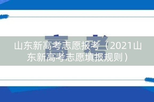 山东新高考志愿报考（2021山东新高考志愿填报规则）