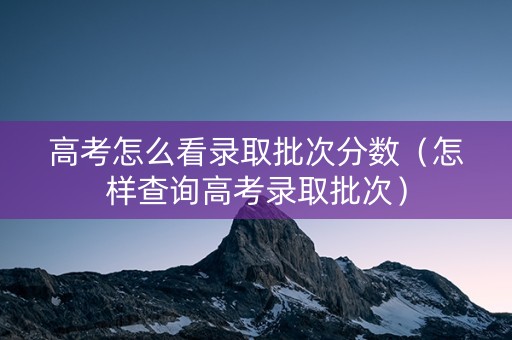 高考怎么看录取批次分数（怎样查询高考录取批次）