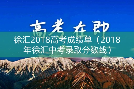 徐汇2018高考成绩单（2018年徐汇中考录取分数线）