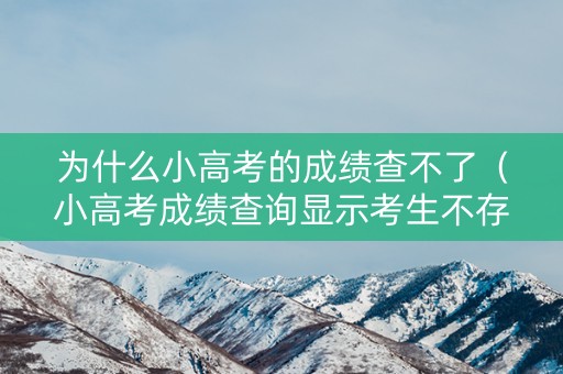 为什么小高考的成绩查不了（小高考成绩查询显示考生不存在）