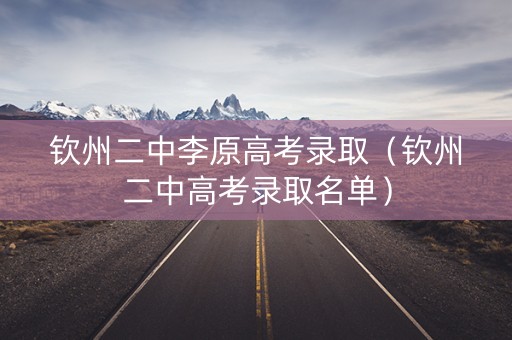 钦州二中李原高考录取（钦州二中高考录取名单）
