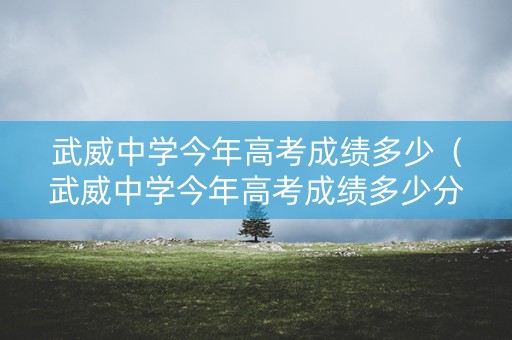 武威中学今年高考成绩多少（武威中学今年高考成绩多少分能上）