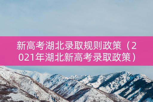 新高考湖北录取规则政策（2021年湖北新高考录取政策）