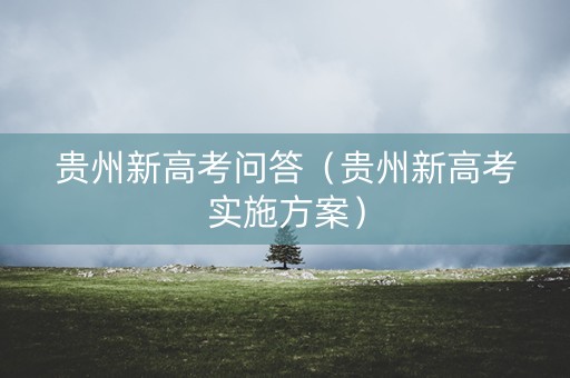 贵州新高考问答（贵州新高考实施方案）