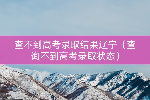 查不到高考录取结果辽宁（查询不到高考录取状态）
