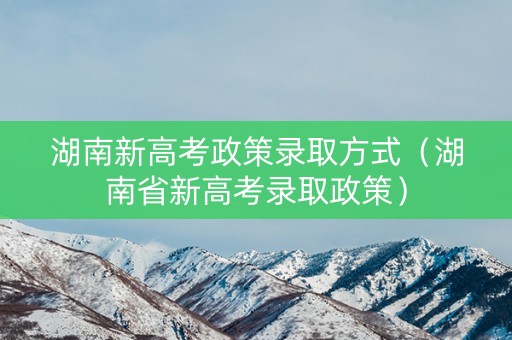 湖南新高考政策录取方式（湖南省新高考录取政策）