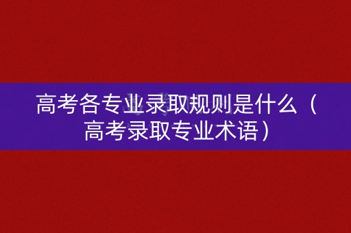 高考各专业录取规则是什么（高考录取专业术语）