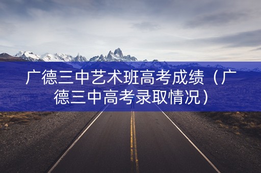 广德三中艺术班高考成绩（广德三中高考录取情况）
