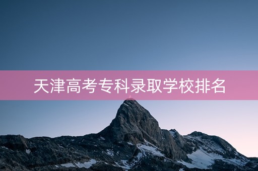 天津高考专科录取学校排名