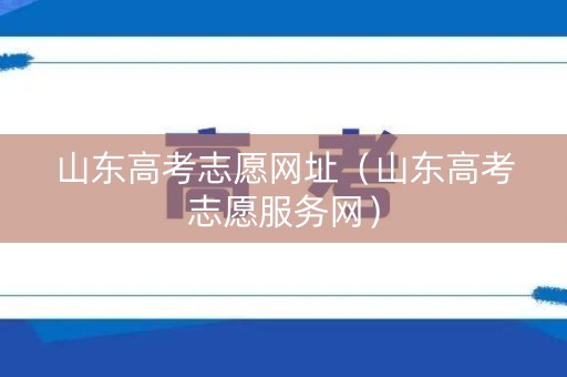 山东高考志愿网址（山东高考志愿服务网）