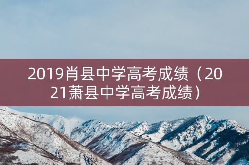 2019肖县中学高考成绩（2021萧县中学高考成绩）