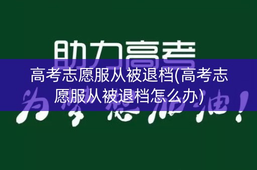 高考志愿服从被退档(高考志愿服从被退档怎么办)