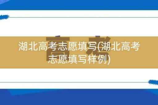 湖北高考志愿填写(湖北高考志愿填写样例)