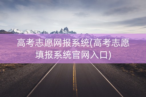 高考志愿网报系统(高考志愿填报系统官网入口)