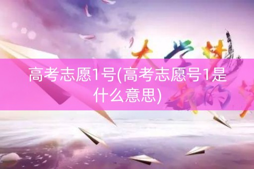 高考志愿1号(高考志愿号1是什么意思)
