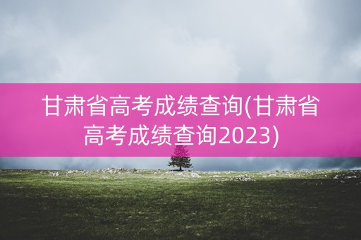 甘肃省高考成绩查询(甘肃省高考成绩查询2023)