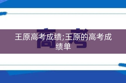 王原高考成绩;王原的高考成绩单