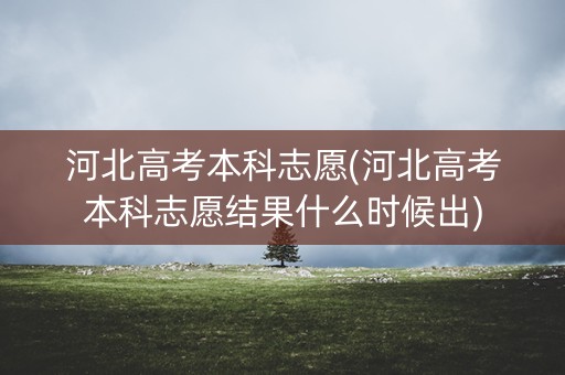 河北高考本科志愿(河北高考本科志愿结果什么时候出)