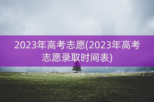 2023年高考志愿(2023年高考志愿录取时间表)