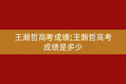 王瀚哲高考成绩;王瀚哲高考成绩是多少