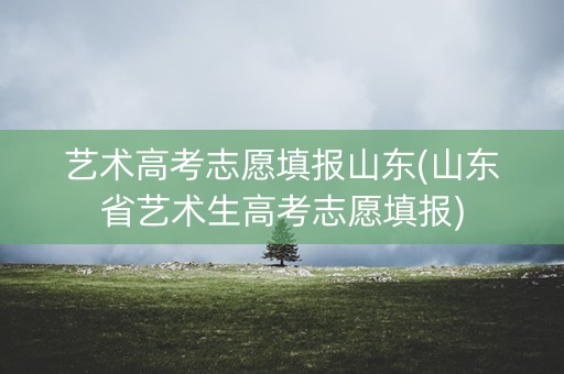艺术高考志愿填报山东(山东省艺术生高考志愿填报)