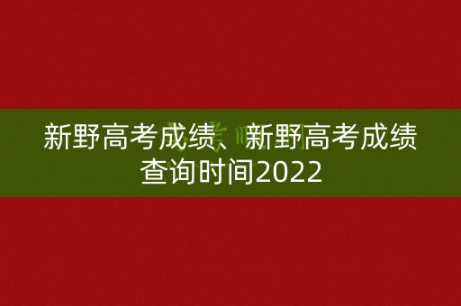 新野高考成绩、新野高考成绩查询时间2022