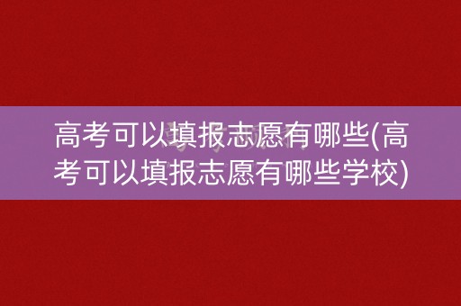 高考可以填报志愿有哪些(高考可以填报志愿有哪些学校)