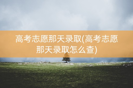 高考志愿那天录取(高考志愿那天录取怎么查)