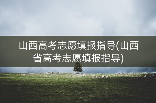 山西高考志愿填报指导(山西省高考志愿填报指导)