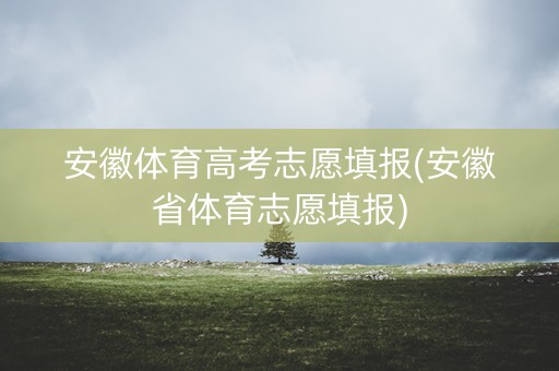 安徽体育高考志愿填报(安徽省体育志愿填报)